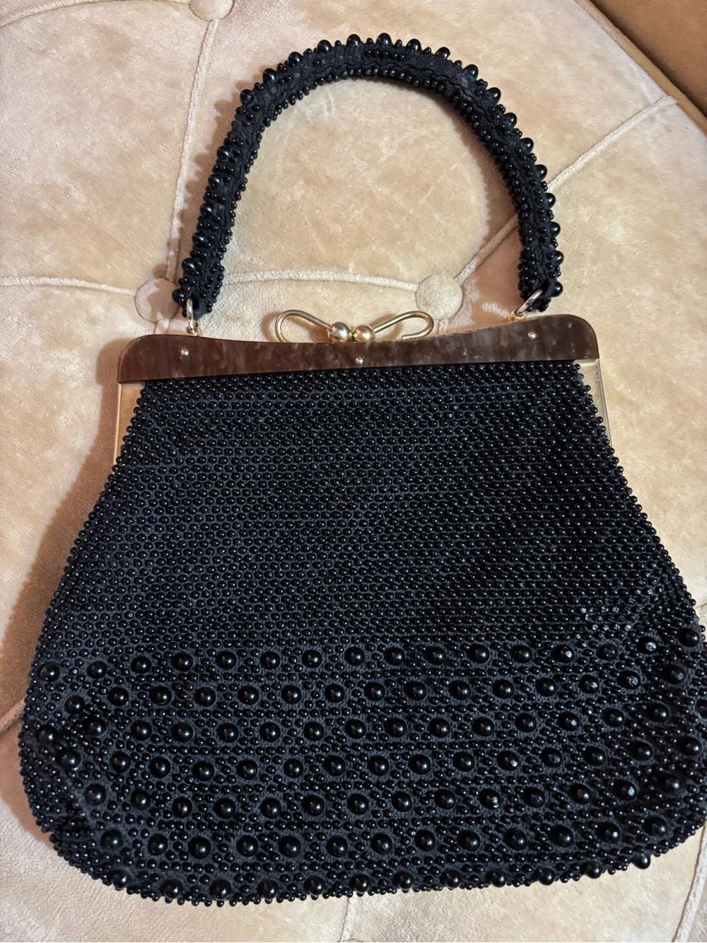 Vintage Black Beaded Evening Handbag